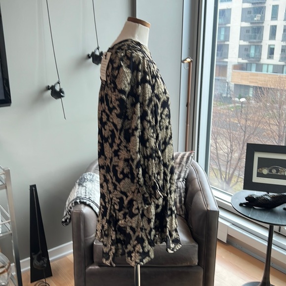 New Anthropologie Gold Foil Metallic Tunic Dress Size Small - Picture 5 of 9